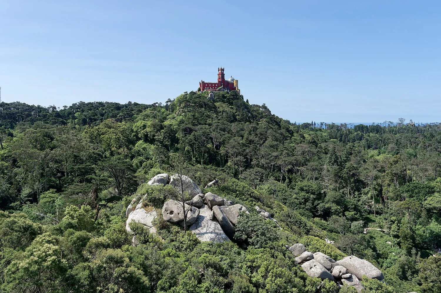 Pena Palace on its ridge above the trees