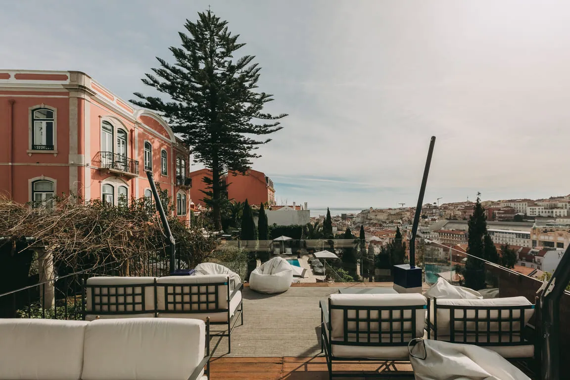 Sunset deck looking over Lisbon
